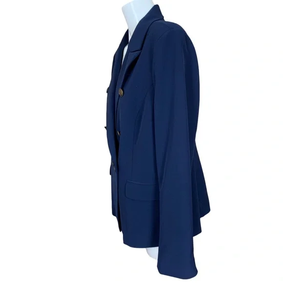 Boston Proper Blue Double Breasted Nautical Button Blazer Size 18 - Picture 5 of 11